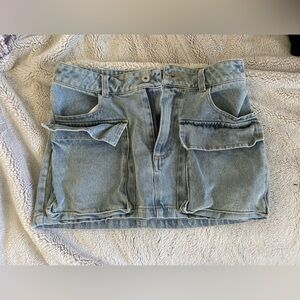 Loucia Denim Cargo Mini Skirt